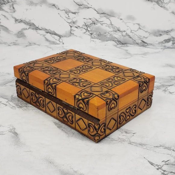 Handmade Hinge Lid Wooden Box Vintage - Picture 6 of 11